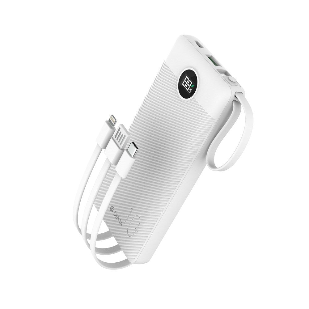 Devia - 10,000mAh 22.5W PD Powerbank & USB, Lightning, MicroUSB & Type C Cable - White - Tech Access Unclassified
