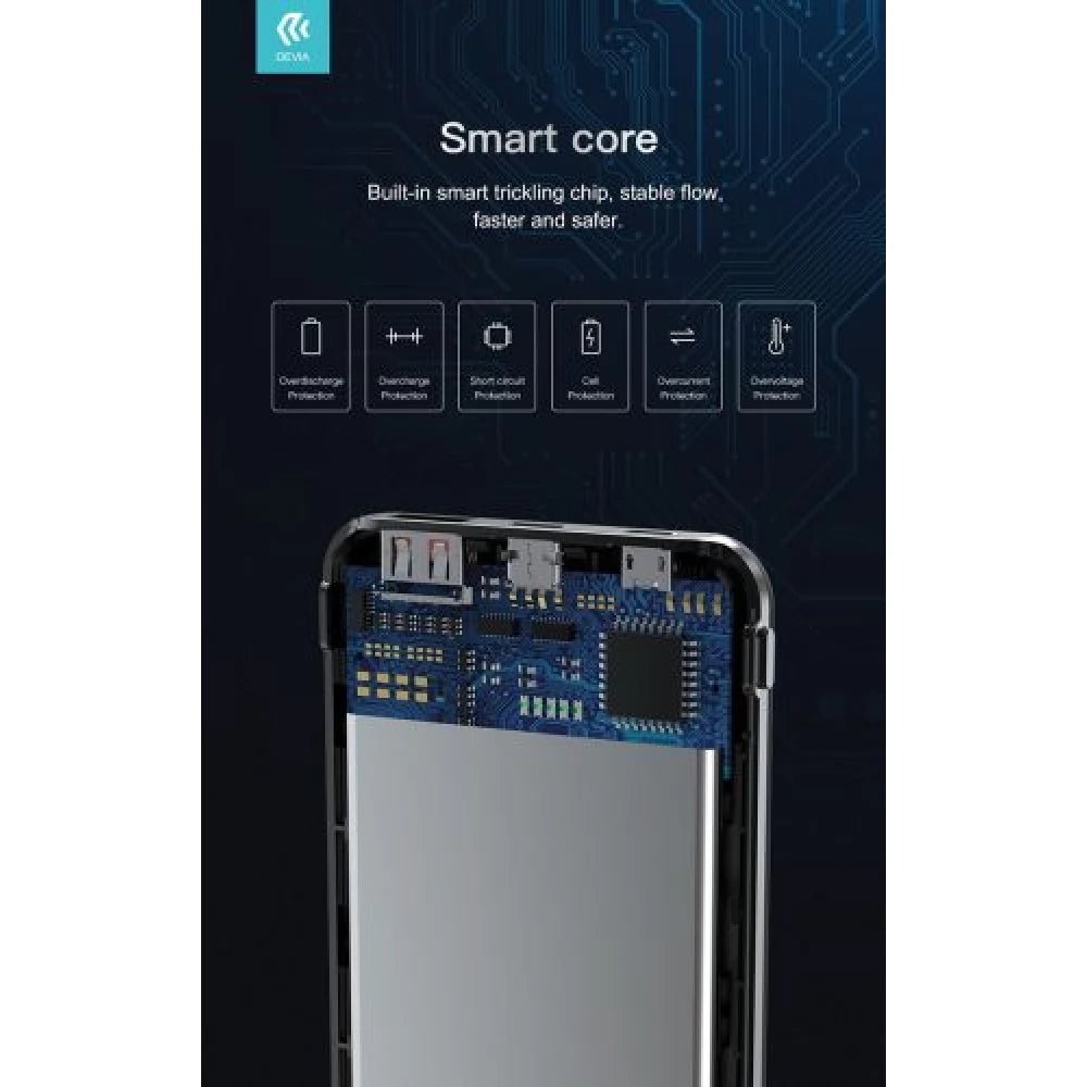 Devia - 10,000mAh 22.5W PD & QC3.0 LED Indicator Powerbank - Black - Tech Access Unclassified