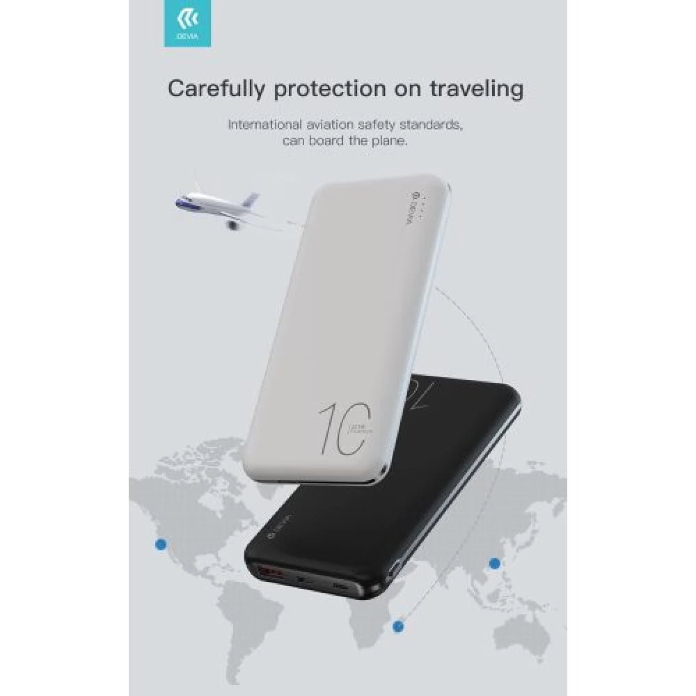 Devia - 10,000mAh 22.5W PD & QC3.0 LED Indicator Powerbank - Black - Tech Access Unclassified