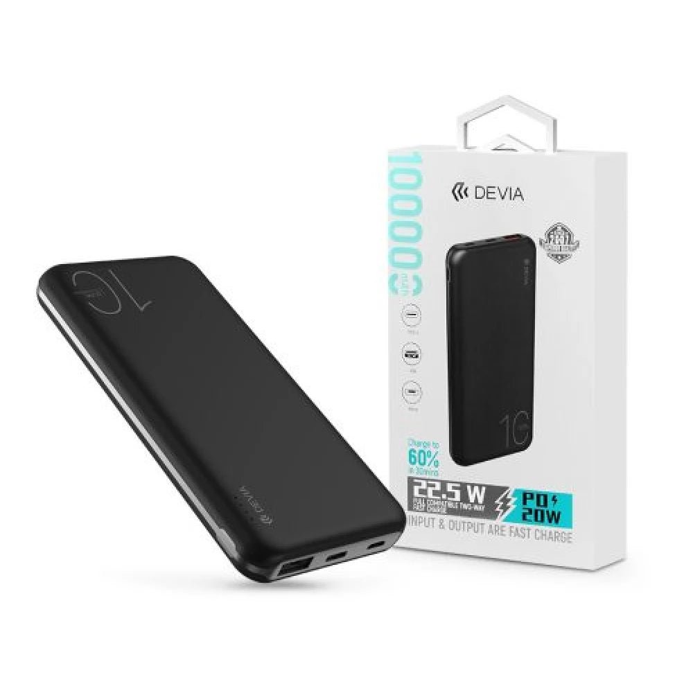 Devia - 10,000mAh 22.5W PD & QC3.0 LED Indicator Powerbank - Black - Tech Access Unclassified