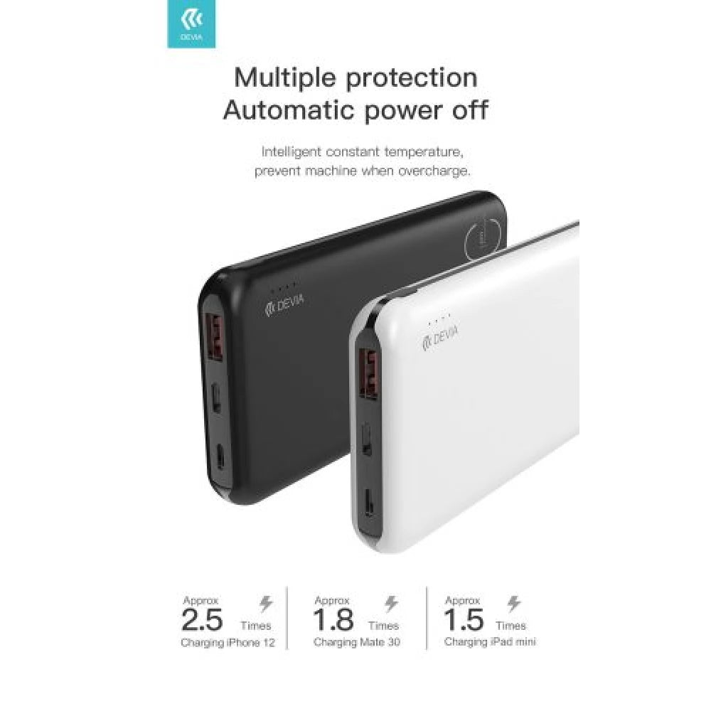 Devia - 10,000mAh 22.5W PD & QC3.0 LED Indicator Powerbank - Black - Tech Access Unclassified