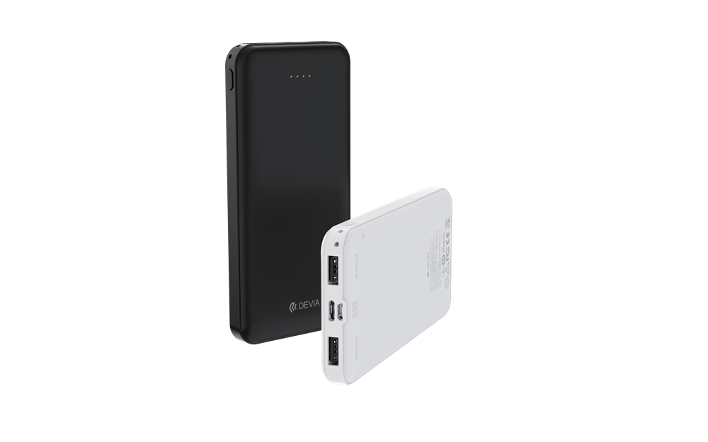Devia - 10,000mAh Kintone Dual Port LED Indicator Powerbank - White - Tech Access Unclassified