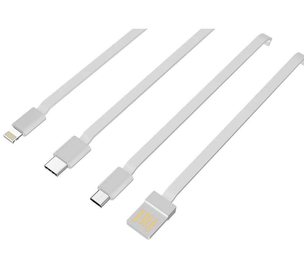 Devia - 10,000mAh Powerbank & USB, Lightning, MicroUSB & Type C Cable - White - Tech Access Unclassified