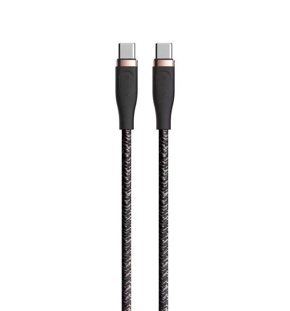 Devia - 1.5m (60W) Power Delivery Woven Gold Plated Type C to Type C Cable - Black - Tech Access Unclassified