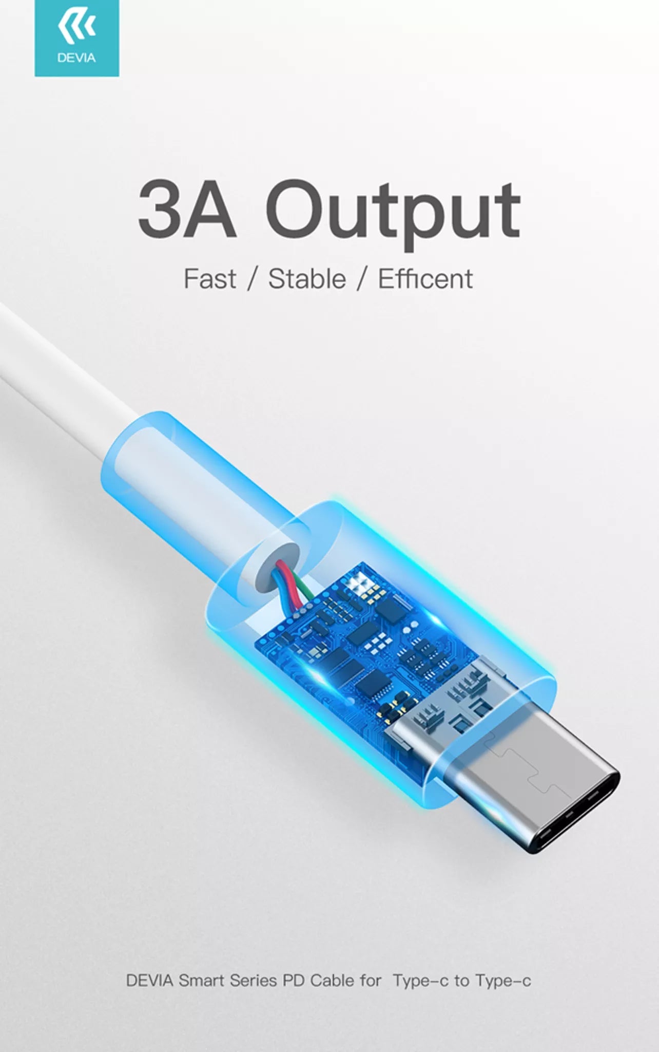 Devia - 1m (60W) Power Delivery - Type C to Type C Cable - White - Tech Access Unclassified