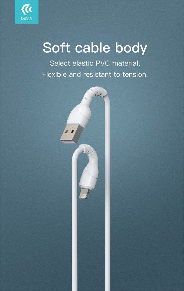 Devia - 1m Basic (2.1A) USB to Non - MFi Lightning Cable - White - Tech Access Unclassified