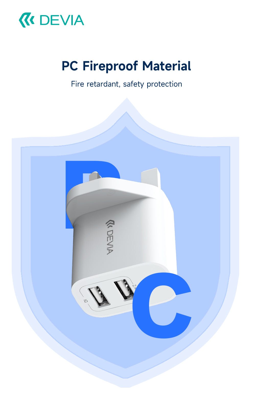 Devia - 2.4A Dual USB Plug & 1m Non - MFI Lightning Cable - White - Tech Access Unclassified