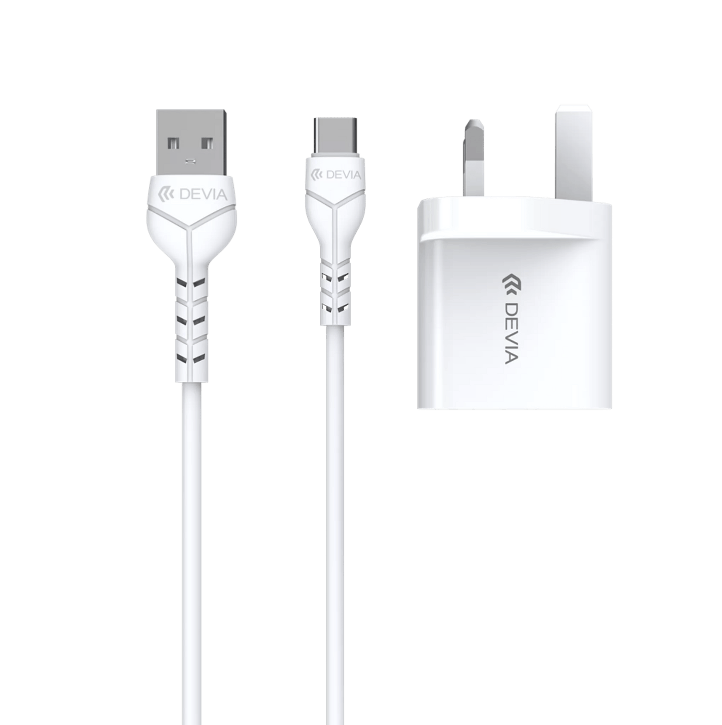 Devia - 2.4A Dual USB Plug & 1m Type C Cable - White - Tech Access Unclassified