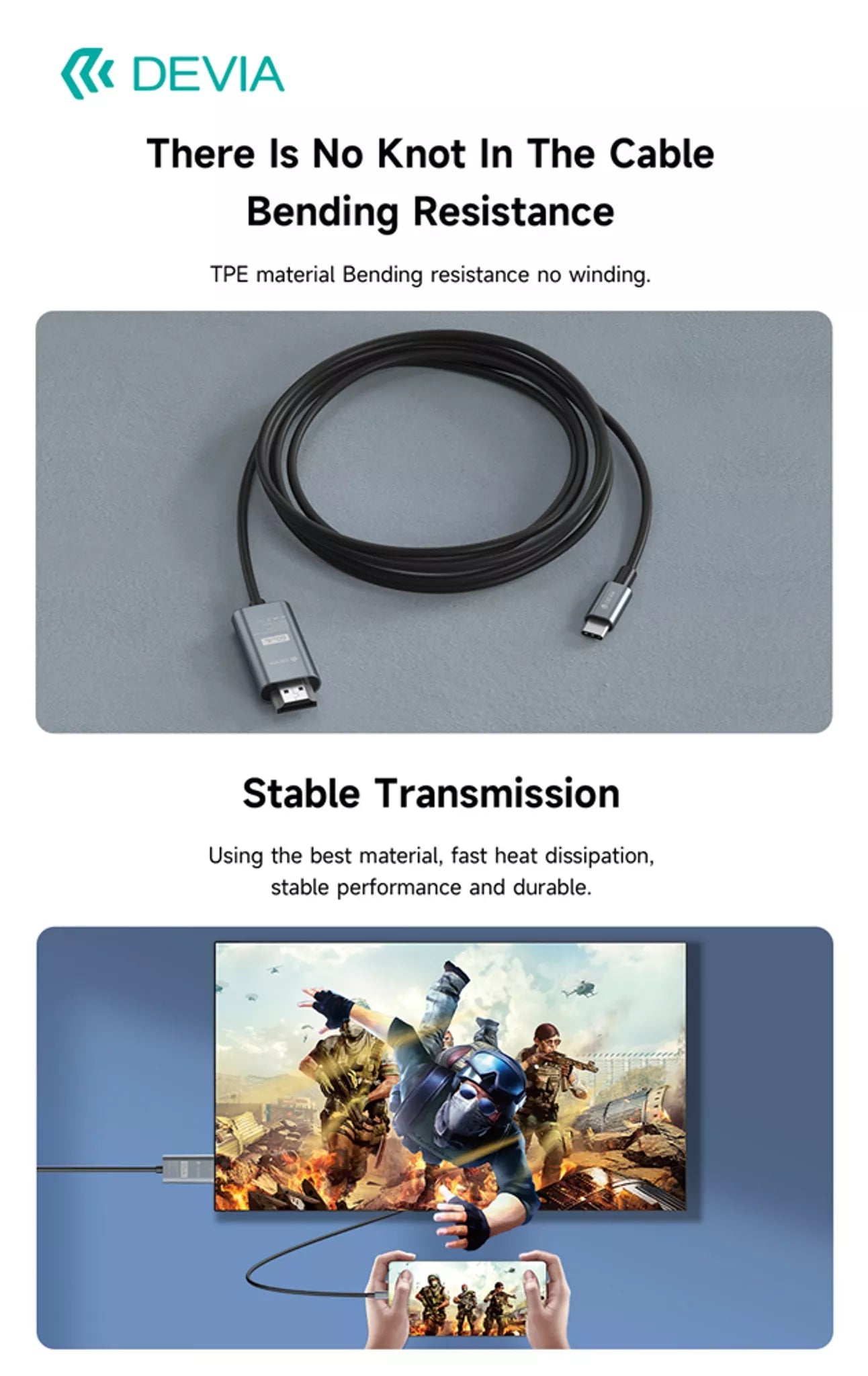 Devia - 2m 1080p HDMI to Type C Cable - Black - Tech Access Unclassified
