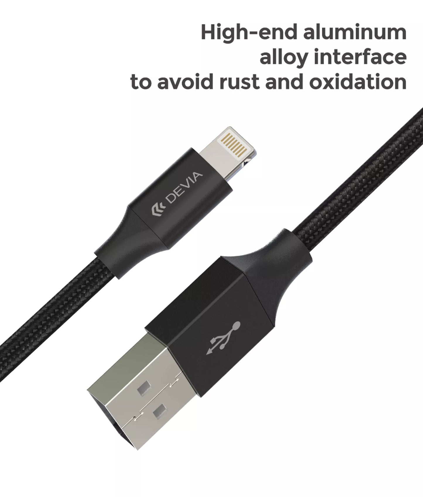 Devia - 2m (2.1A) Mesh Armour USB to Non - MFi Lightning Cable - Black - Tech Access Unclassified