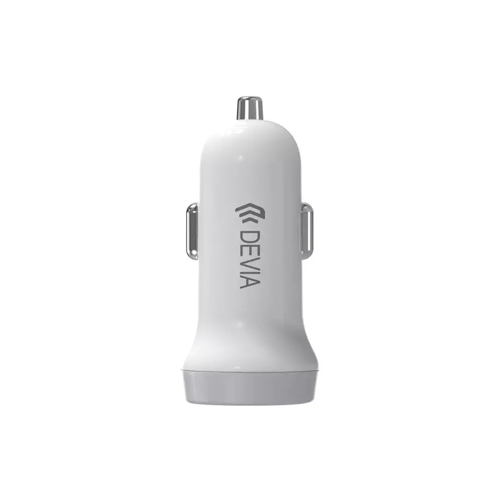 Devia - 3.1A Dual USB Port Car Adapter & 1m Type C Cable - White - Tech Access Unclassified