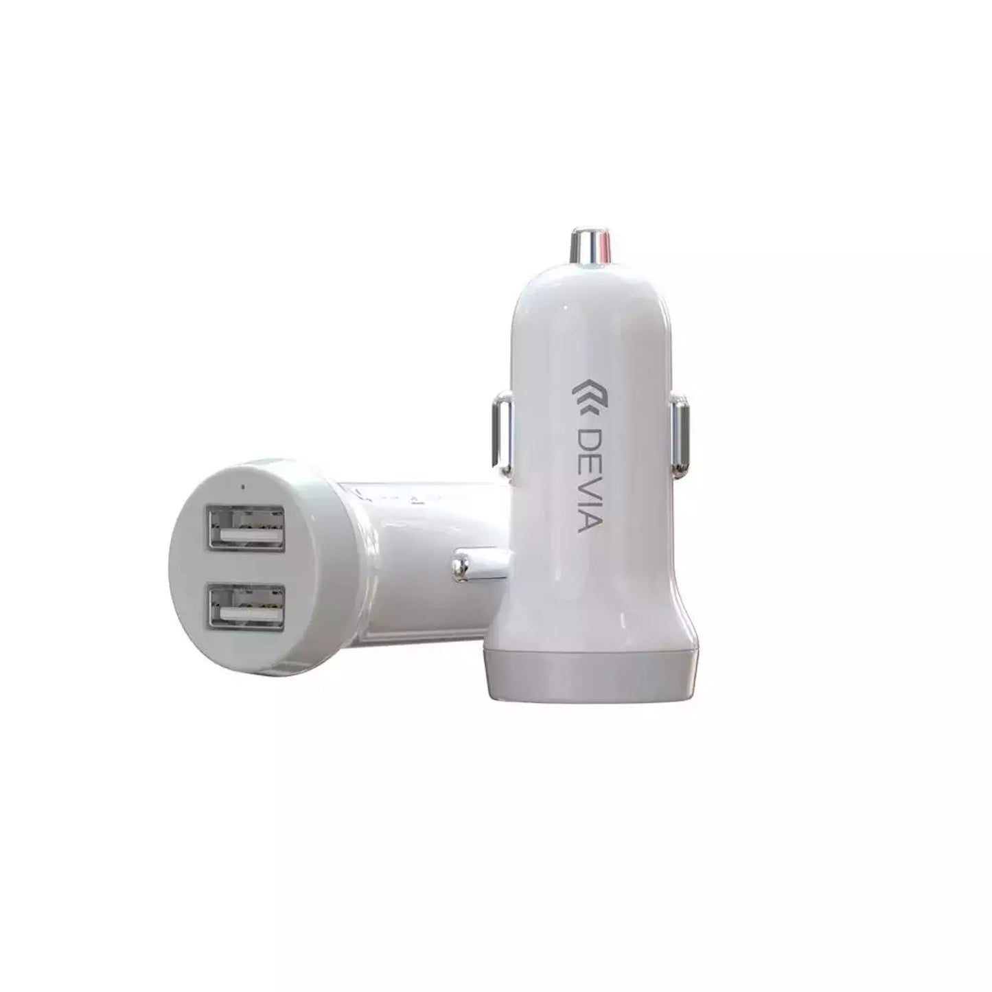 Devia - 3.1A Dual USB Port Car Adapter & 1m Type C Cable - White - Tech Access Unclassified