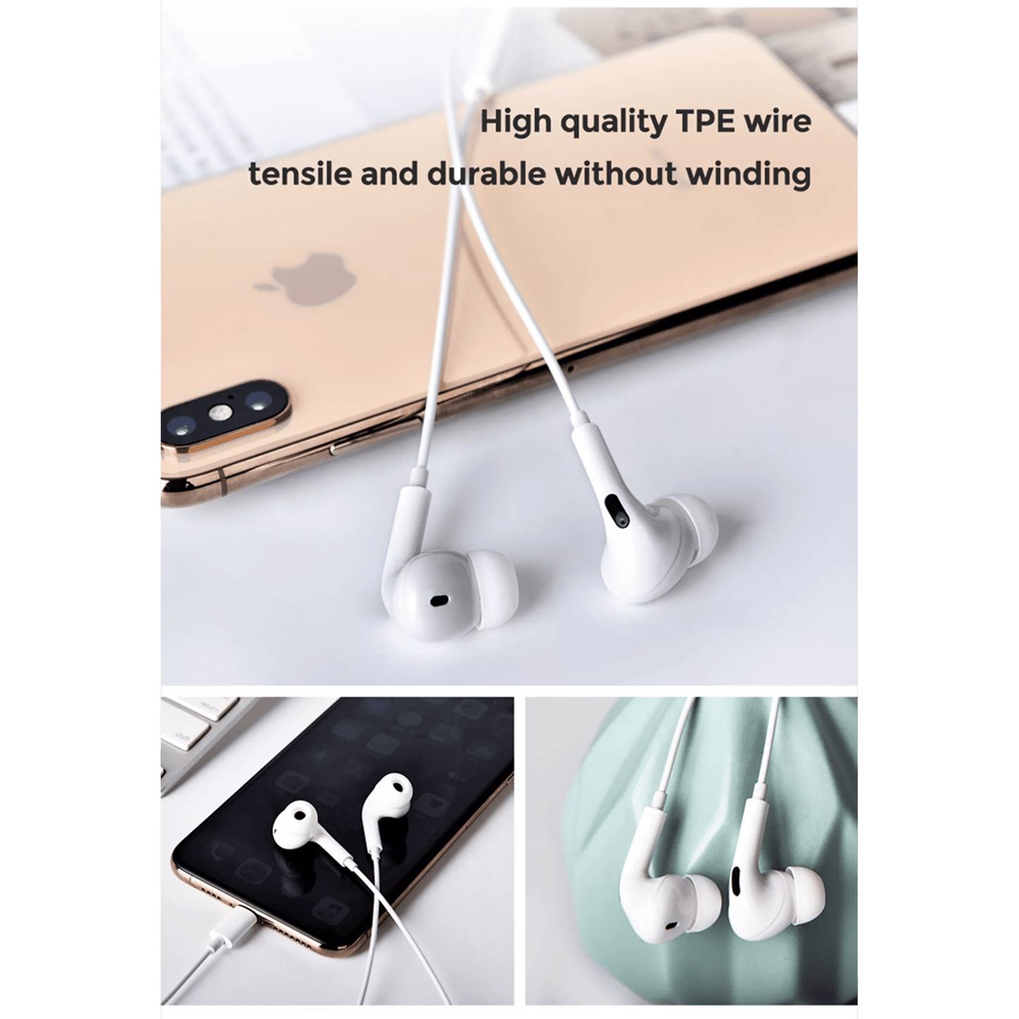Devia - 3.5mm In Earphones with Microphone & Volume Control - White - Tech Access Unclassified