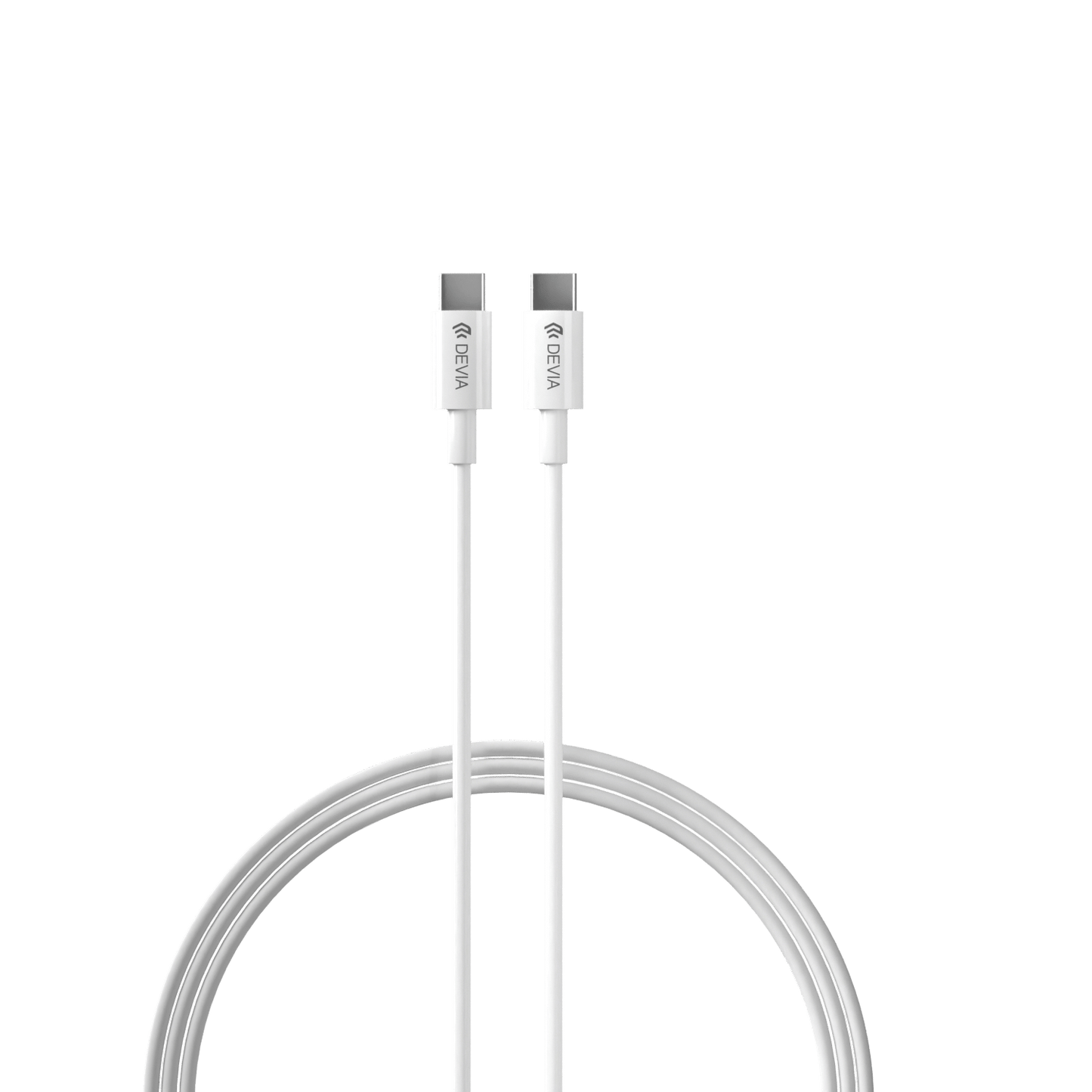 Devia - 45W GaN Dual Type C 3 - Pin UK Charging Plug & 1.5m Type C to Type C Cable - White - Tech Access Unclassified