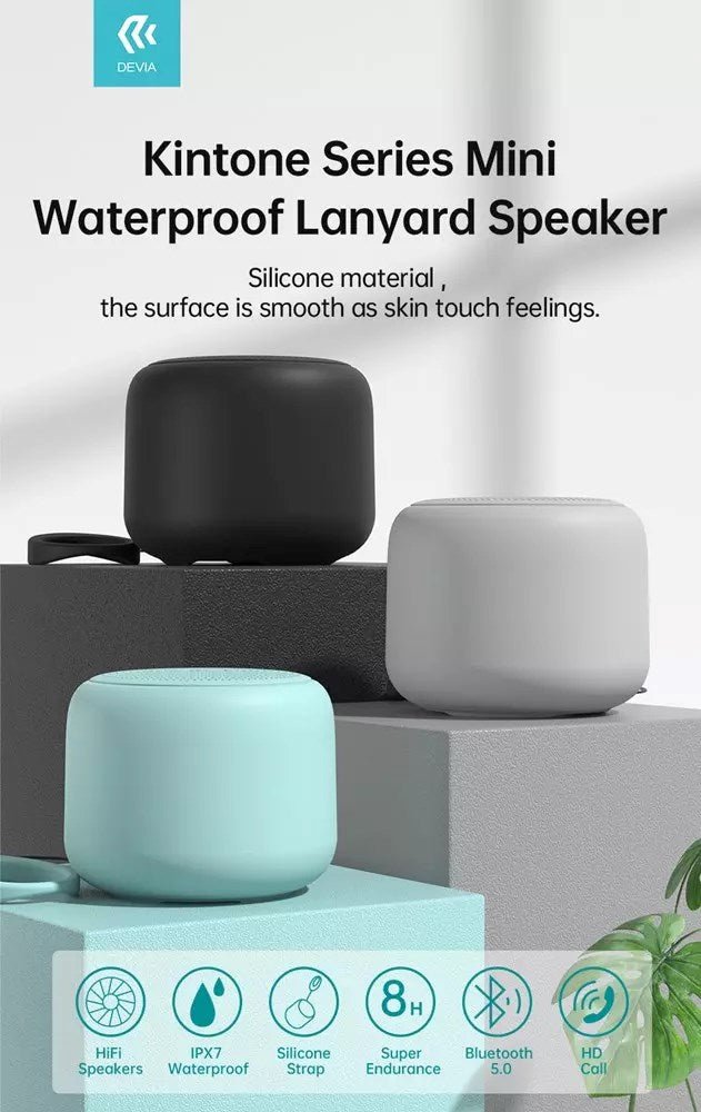 Devia - 5W Mini Lanyard Waterproof IPX7 Bluetooth Wireless Speaker - Multiple colours available - Tech Access Bluetooth Speakers