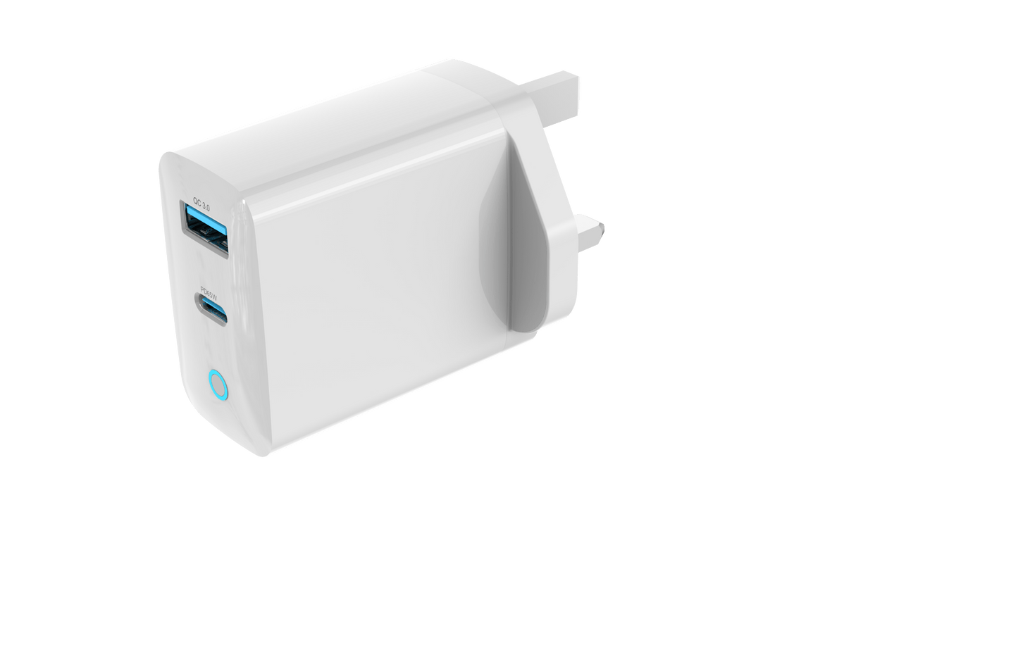 Devia - 65W GaN Type C PD & QC4.0 3 - Pin UK Mini Charging Plug - White - Tech Access Unclassified