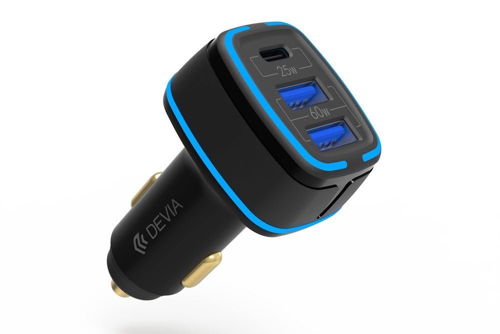 Devia - 85W Power Delivery USB - C & Dual USB Port Car Adapter - Black - Tech Access Unclassified