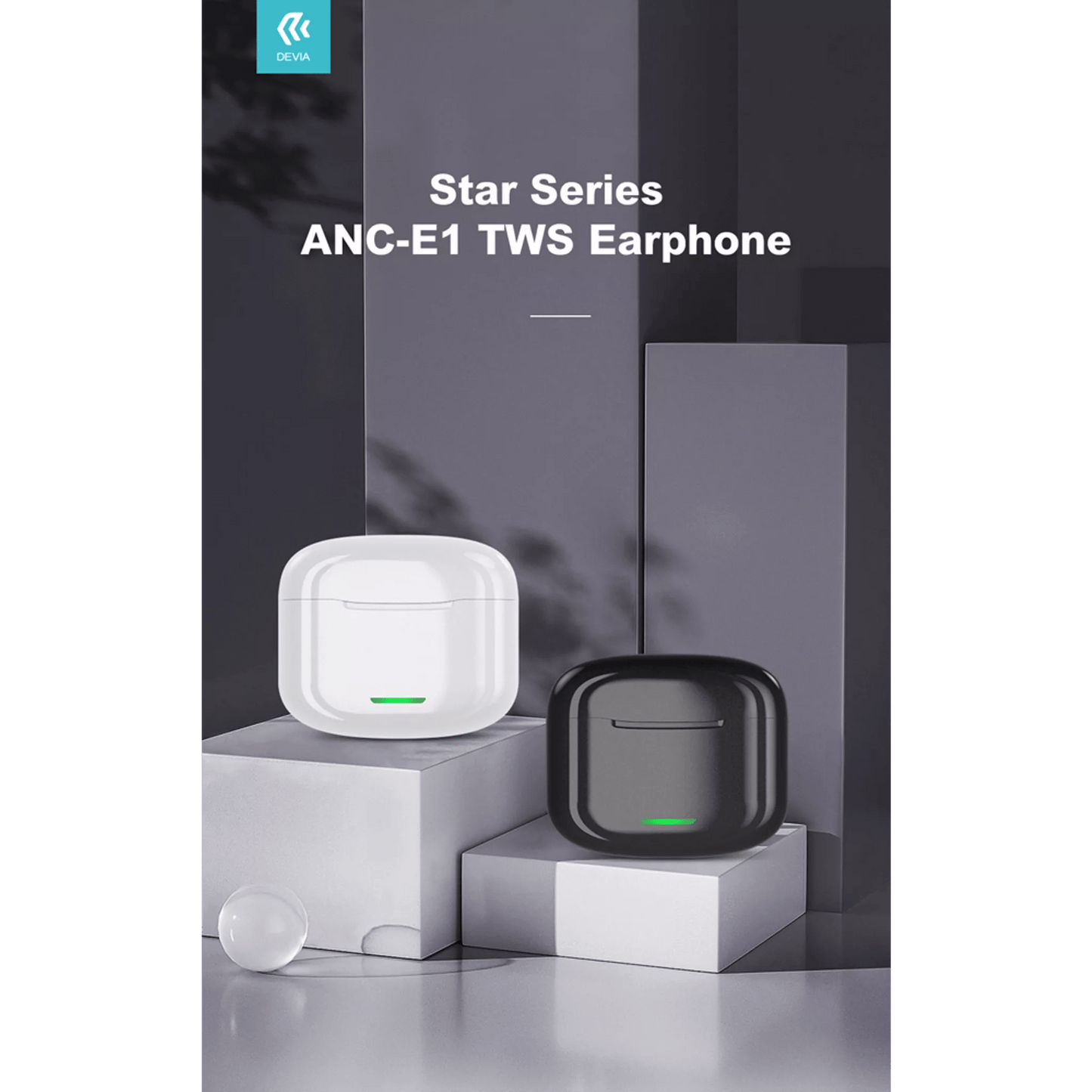 Devia - ANC - E1 - True Wireless Earbuds & Powerbank - White - Tech Access Unclassified