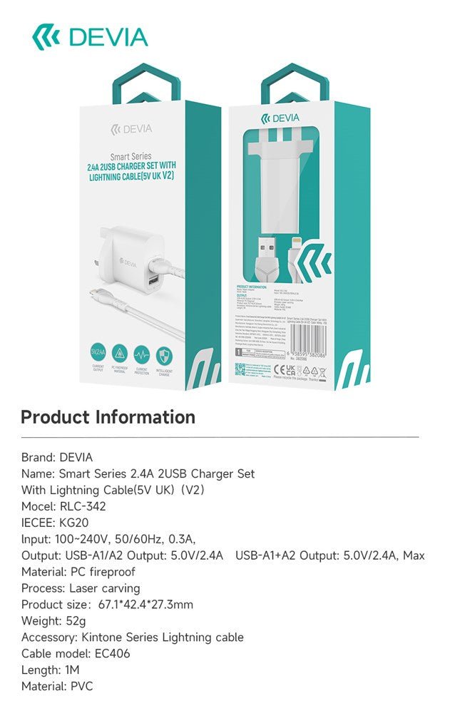 Devia - Bulk Loose - Pack of 30 Kintone - 1m (60W) Type C to Type C Cable - White - Tech Access Unclassified
