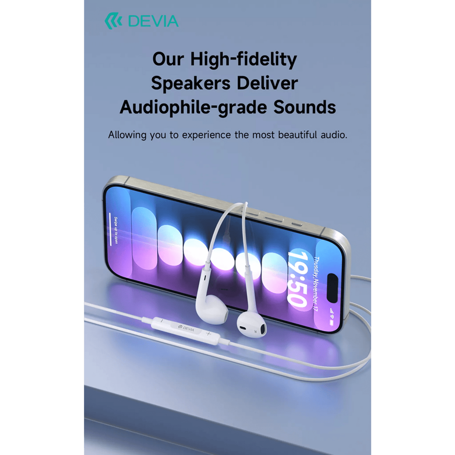 Devia - Bundle Pack - 20W USB - C 3 - Pin UK Plug & USB - C Earphones - White - Tech Access Unclassified