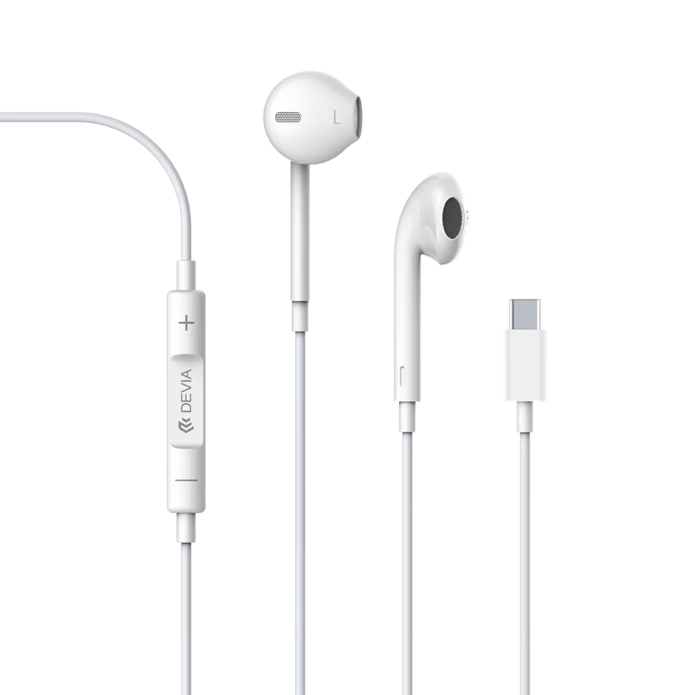 Devia - Bundle Pack - 20W USB - C 3 - Pin UK Plug & USB - C Earphones - White - Tech Access Unclassified