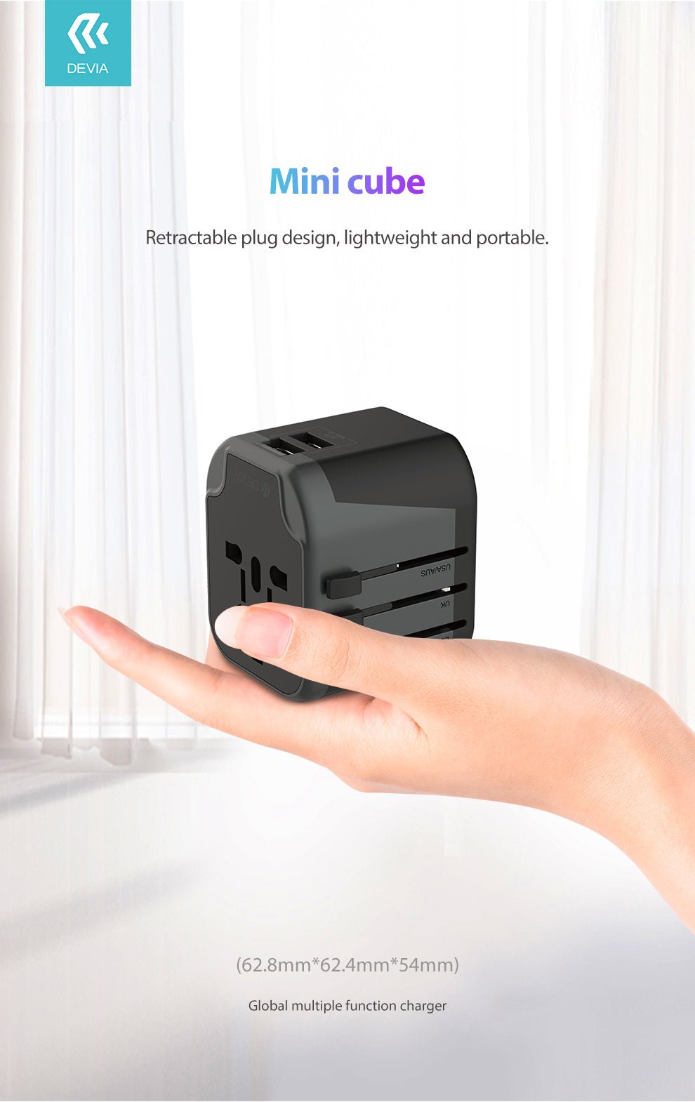 Devia - Global Multiple Function Travel Adapter - Black - Tech Access Unclassified