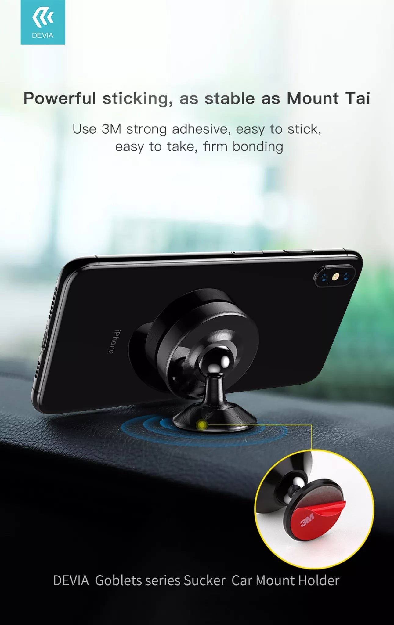 Devia - Magnetic Plate Dashboard Car Holder - Black - Tech Access Unclassified