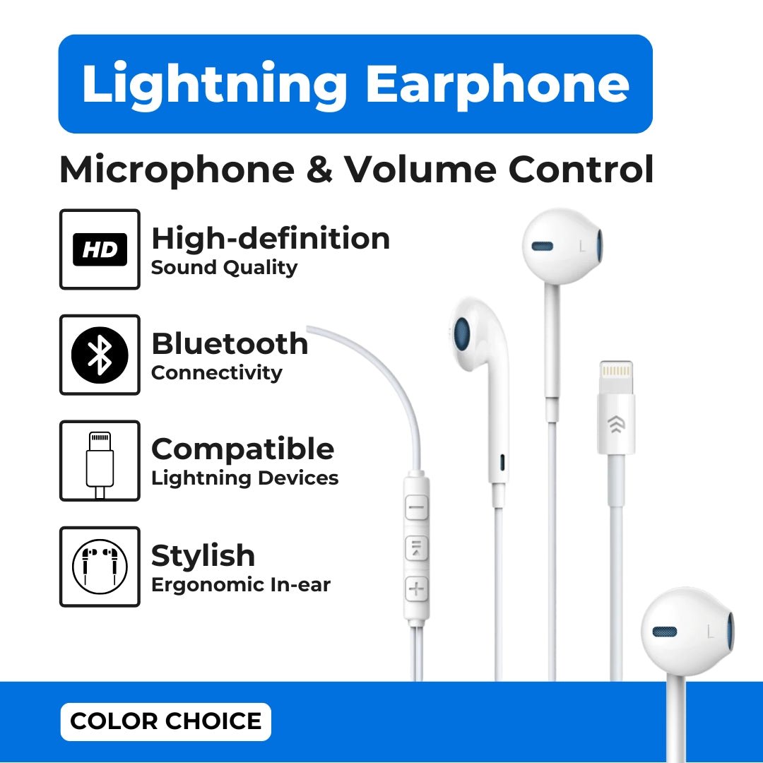 Devia - Non - MFI Lightning Bluetooth Earphones with Microphone & Volume Control - White - Tech Access Unclassified