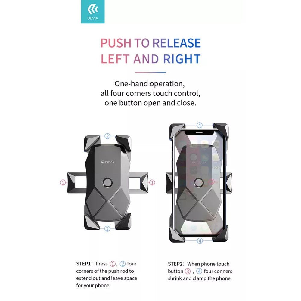 Devia - Universal Motorcycle, Bike & E - Scooter Mount Holder - Black - Tech Access Unclassified