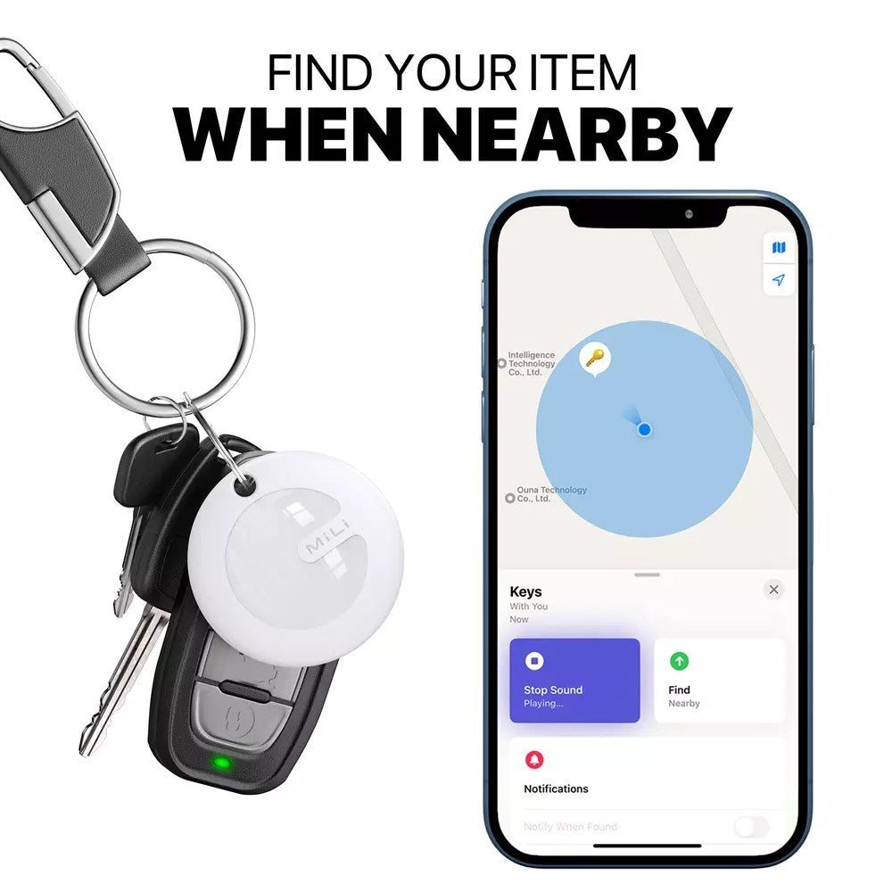 MiLi - Pack of 3 - MiTag MFI (Apple Approved) Find My Item Finder & PU Leather Keyring - White - Tech Access Unclassified