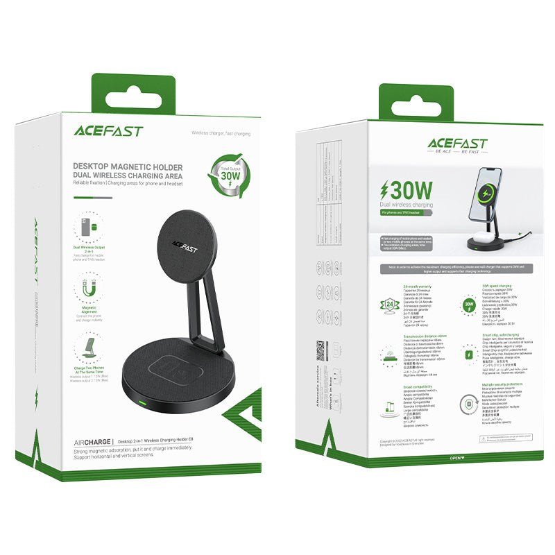 Acefast Qi Wireless Charger 15W for iPhone (with MagSafe) and Apple AirPods Stand Holder Magnetic Holder Black - Tech Access Unclassified