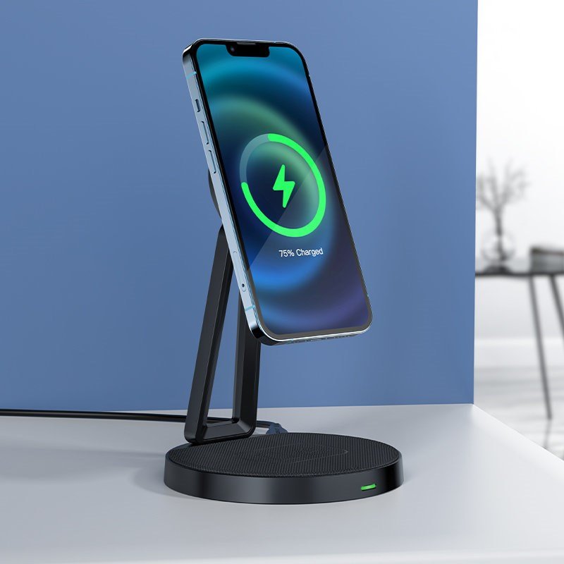 Acefast Qi Wireless Charger 15W for iPhone (with MagSafe) and Apple AirPods Stand Holder Magnetic Holder Black - Tech Access Unclassified
