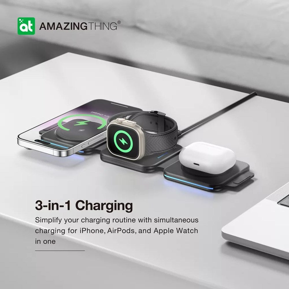 AMAZINGthing - Explorer Pro - 3 - in - 1 MagSafe Portable Foldable Charging Station - Black - Tech Access Unclassified