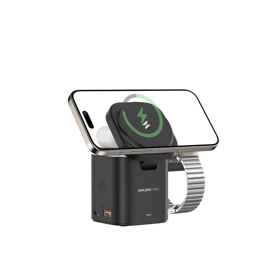 AMAZINGthing - Thunder Pro - 5 - in - 1 Charging MagSafe Station & Stand - Black - Tech Access Unclassified