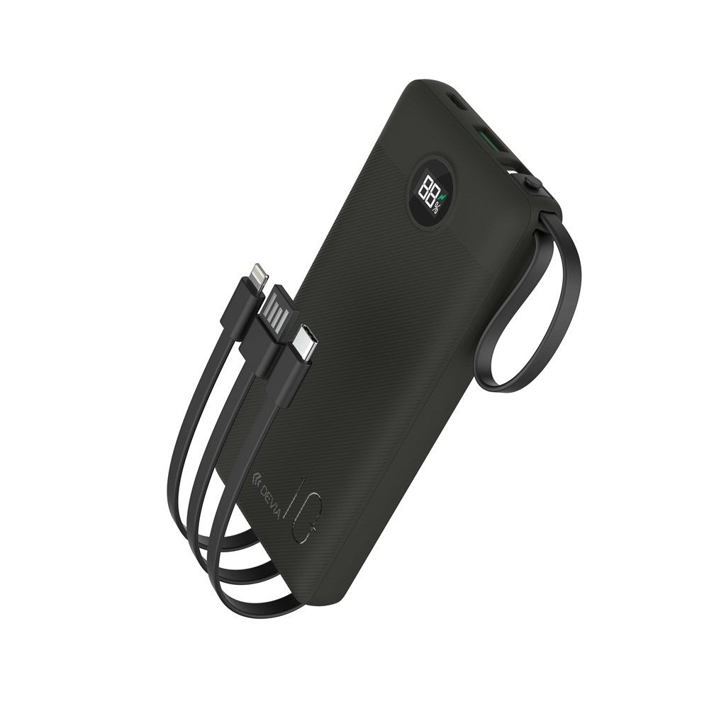 Devia - 10,000mAh 22.5W PD Powerbank & USB, Lightning, MicroUSB & Type C Cable - Black - Tech Access Unclassified