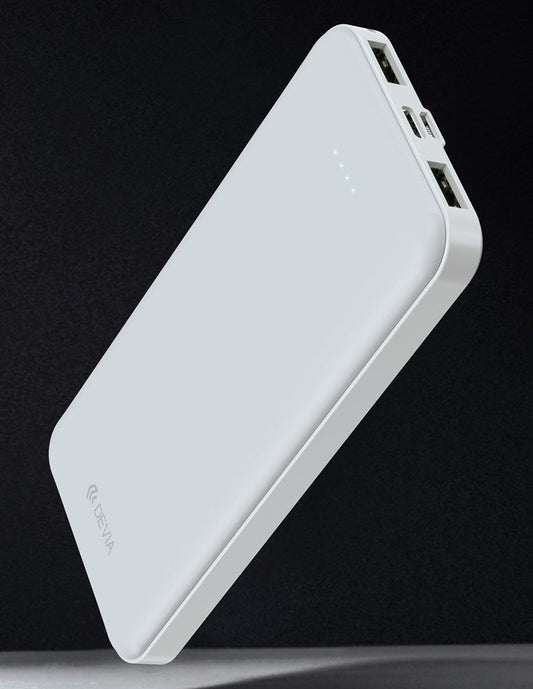 Devia - 10,000mAh Kintone Dual Port LED Indicator Powerbank - White - Tech Access Unclassified