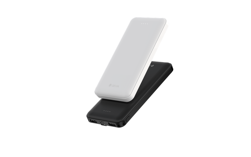 Devia - 10,000mAh Kintone Dual Port LED Indicator Powerbank - White - Tech Access Unclassified