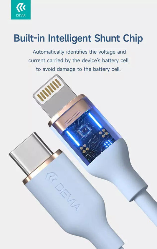 Devia - 1.2m (27w) Type C to Non - MFI Lightning Silicone Cable - Multiple Colour available - Tech Access Unclassified