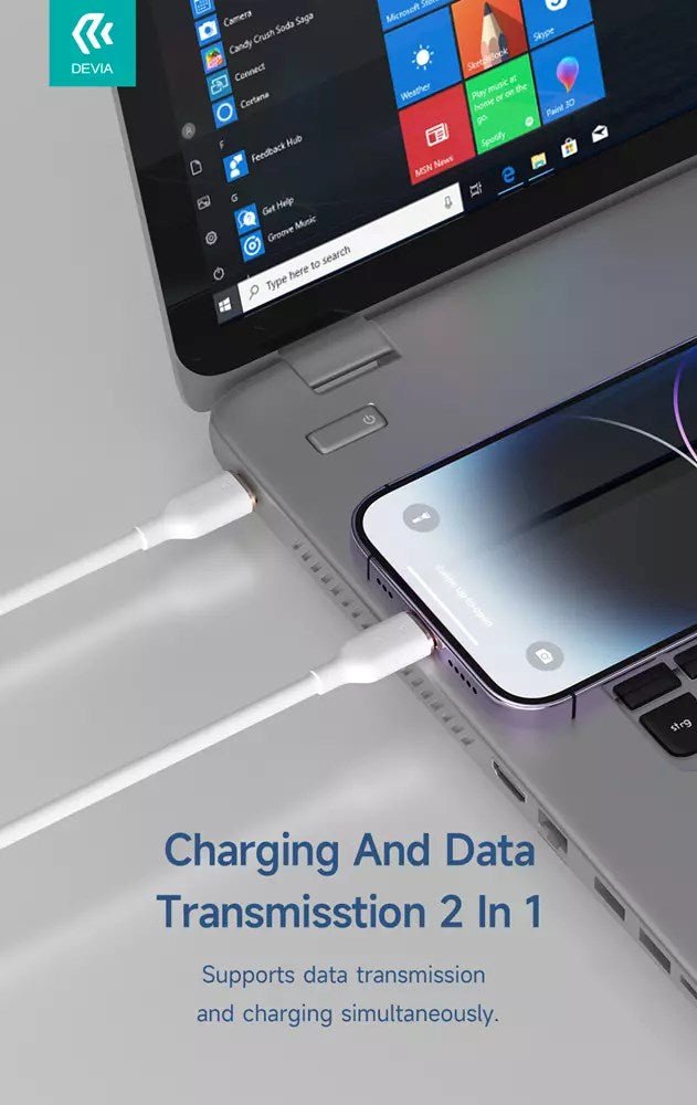 Devia - 1.2m (27w) Type C to Non - MFI Lightning Silicone Cable - Multiple Colour available - Tech Access Unclassified