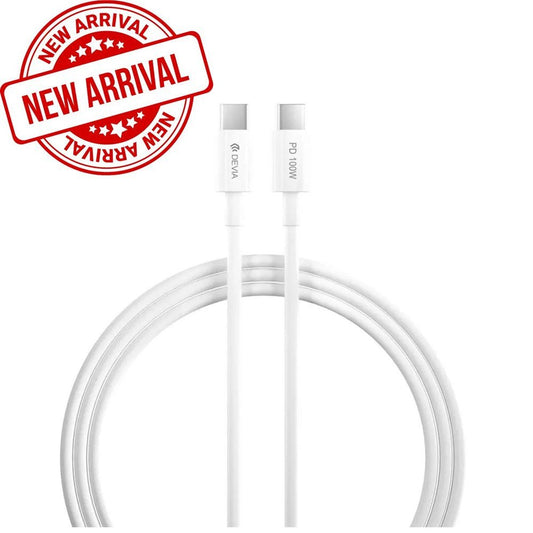 Devia - 1.5m (100W 5A) Power Delivery - Type C to Type C Cable - White - Tech Access Unclassified