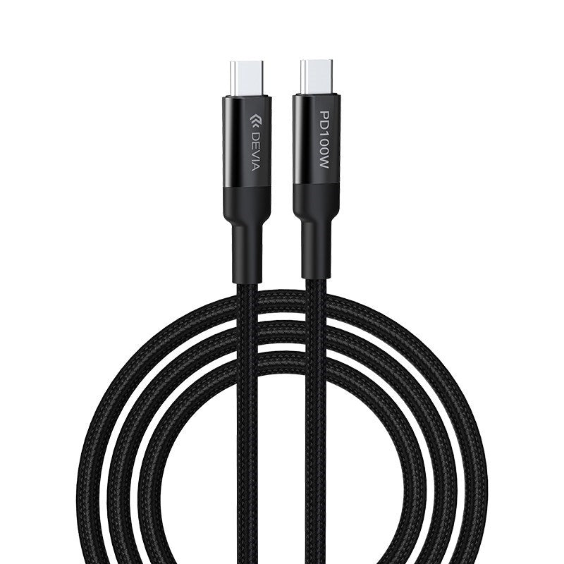 Devia - 1.5m (100W) Mesh Armour Power Delivery - Type C to Type C Cable - Black - Tech Access Unclassified
