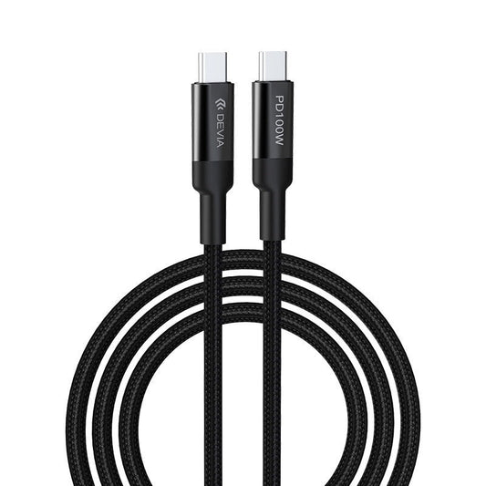 Devia - 1.5m (100W) Mesh Armour Power Delivery - Type C to Type C Cable - Black - Tech Access Unclassified