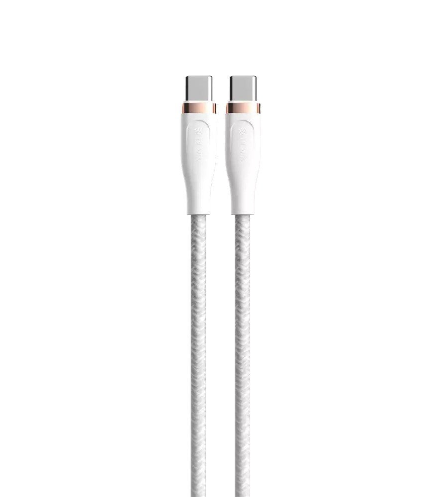 Devia - 1.5m (60W) Power Delivery Woven Gold Plated Type C to Type C Cable - White - Tech Access Unclassified