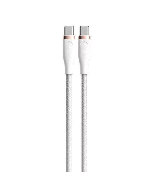 Devia - 1.5m (60W) Power Delivery Woven Gold Plated Type C to Type C Cable - White - Tech Access Unclassified