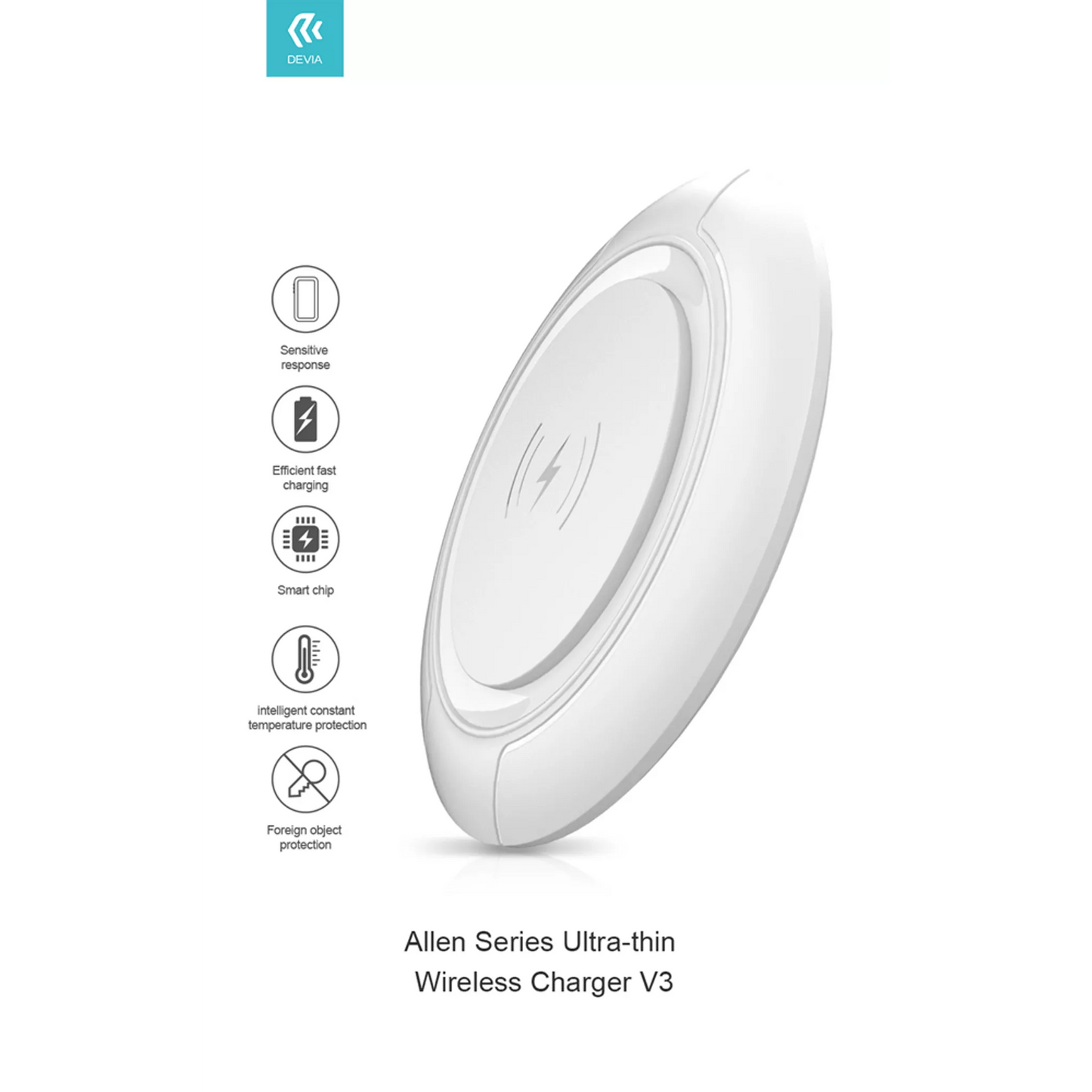 Devia - 15W Wireless Ultra Thin Charging Pad - Black - Tech Access Unclassified