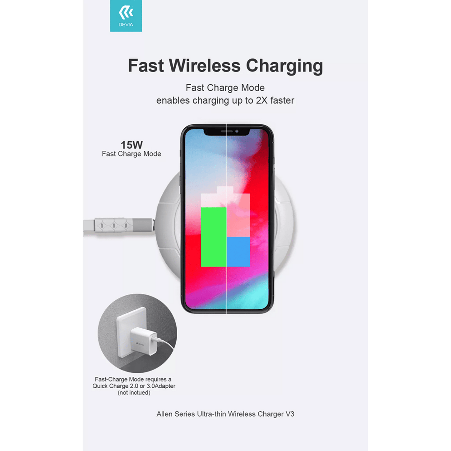 Devia - 15W Wireless Ultra Thin Charging Pad - Black - Tech Access Unclassified
