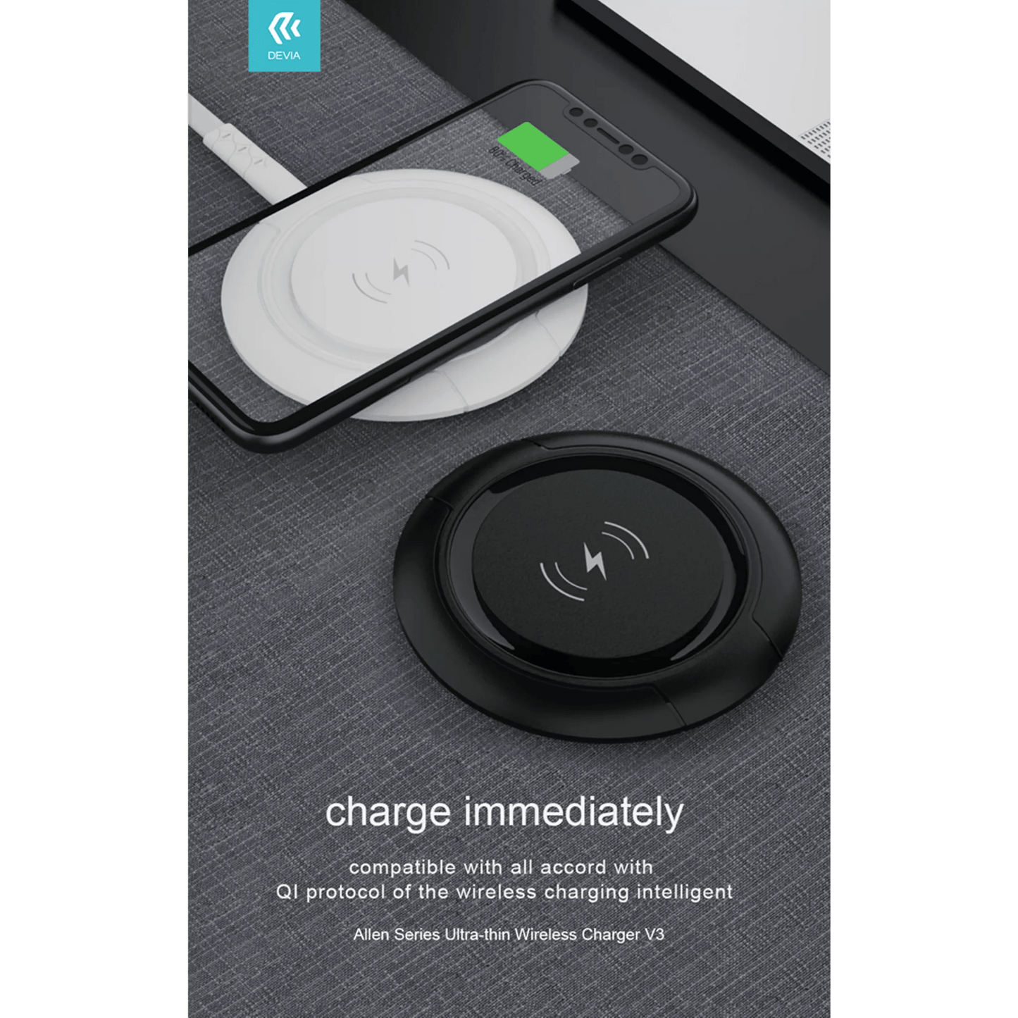 Devia - 15W Wireless Ultra Thin Charging Pad - White - Tech Access Unclassified