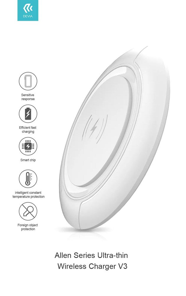 Devia - 15W Wireless Ultra Thin Charging Pad - White - Tech Access Unclassified