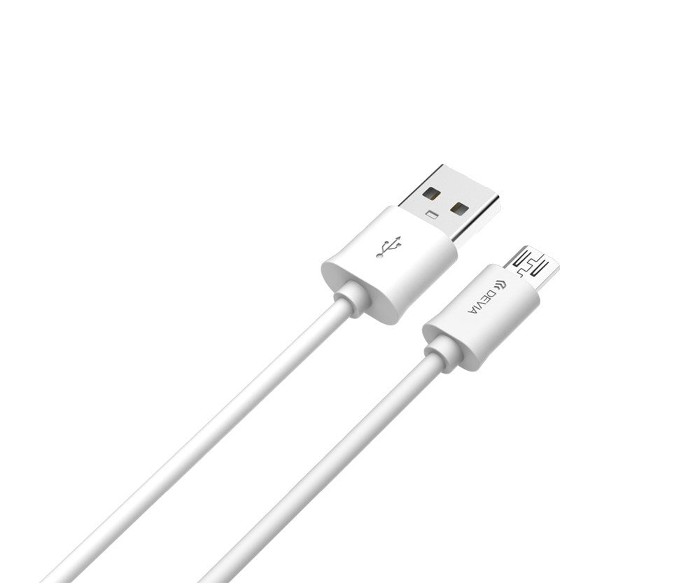 Devia - 1m (2.1A) USB to MicroUSB Cable - White - Tech Access Unclassified