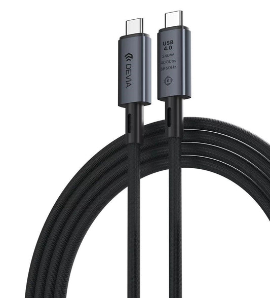 Devia - 1m (240W, 40GB/s & 8K 60hz) Power Delivery - USB - C to USB - C Aluminium Alloy Cable - Black - Tech Access Unclassified